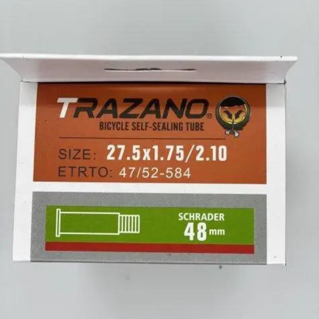 Камера 27.5х1.75/2.10 47/52-584 Shrader (AV) 48 мм с антипрокольной жидкостью Trazan - изображение 2
