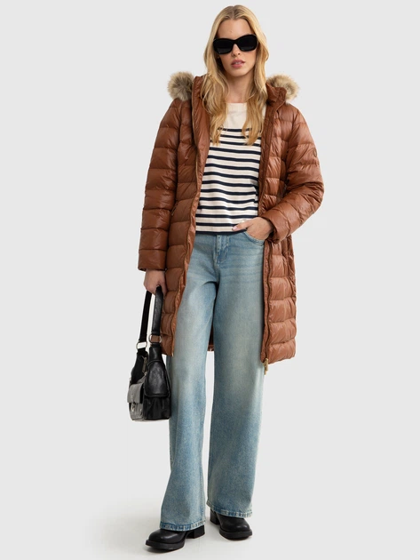 Płaszcz damski puchowy pikowany Big Star Rosabel 804 S Brązowa (5900714785307) - obraz 3