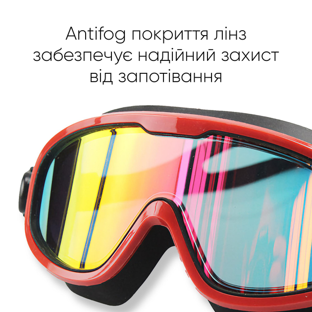 Маска для плавання Renvo Kariba Anti-fog Універсальна Чорна/Червона OSFM (2SM100-0107) - зображення 3