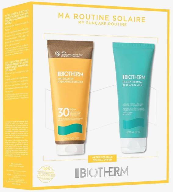 Набір для догляду за обличчям та тілом Biotherm Сонцезахисне молочко SPF30 200 мл + Молочко після засмаги 200 мл (3614274001570) - зображення 1