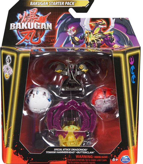 Zestaw do zabawy Spin Master Bakugan Starter Pack Special Attack Dragonoid Titanium Hammerhead Buterclaw (0778988496947) - obraz 1