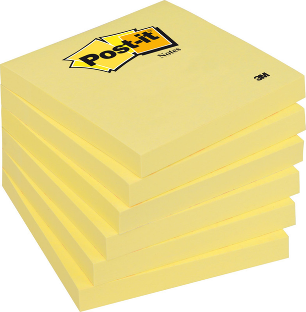 Papier do notatek 3M Post-It Samoprzylepny Super Sticky 76 x 76 mm 90 arkuszy 6 szt Żółty (4054596926141) - obraz 1