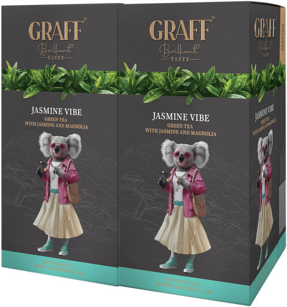 Акція на Упаковка чаю зеленого Graff Jasmine Vibe 30 г x 20 саше х 2 шт від Rozetka