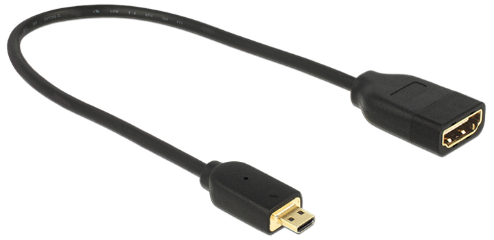 Kabel Delock Cable High Speed HDMI with Ethernet – HDMI Micro-D - HDMI-A 3D 4K 20 cm Black (4043619656875) - obraz 2