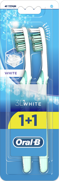 Zestaw szczoteczek do zębów Oral-B 1+1 3D White Whitening o średniej grubości (3014260022761) - obraz 1