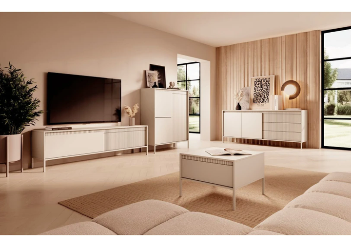 Комод високий Сенсо/Senso 3-дверний 3D Бежевий Ш103xВ123 см. Perfect Home - зображення 8