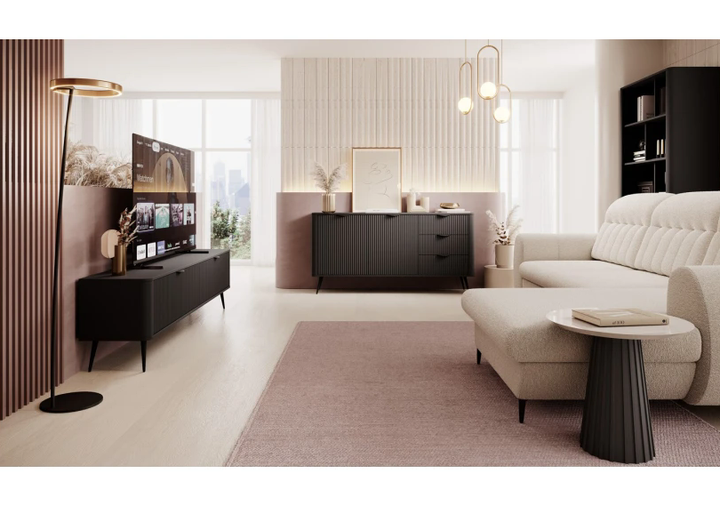 Комод Ланте/Lante 2-дверний з 3 ящиками 2D3S/163 Чорний Ш163xВ81 см. Perfect Home - зображення 7