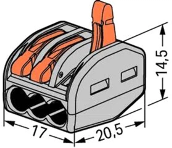 Wago Клемма монтажная универсальная, сечение 0.08-4 мм²/32 А (10 шт упаковка) (222-413) - Фото 3 Wago Клемма монтажная универсальная, сечение 0.08-4 мм²/32 А (10 шт упаковка) (222-413) - изображение 3