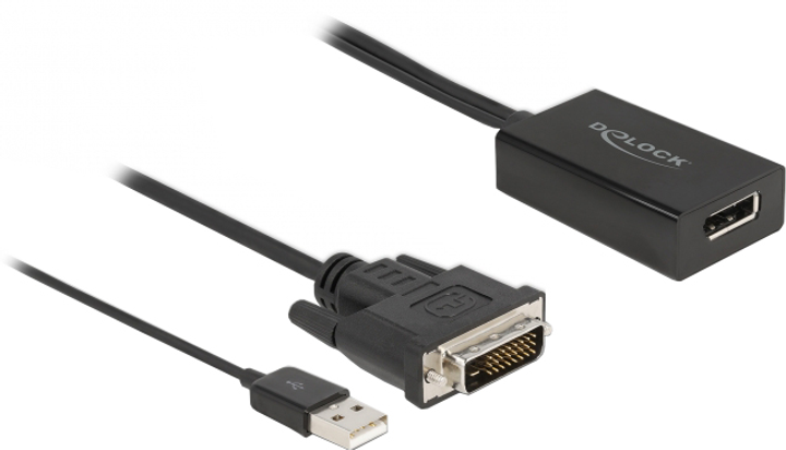 Adapter Delock DVI - DisplayPort 1.2 50 cm Black (4043619631896) - obraz 1