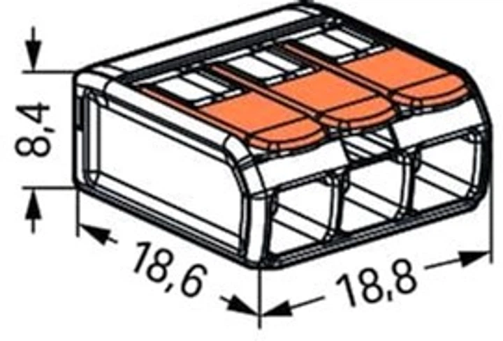 Wago Клемма монтажная универсальная, 3 проводов, сечение 0.2-4 мм²/32 А (10 шт упаковка) 221-413 - Фото 4 Wago Клемма монтажная универсальная, 3 проводов, сечение 0.2-4 мм²/32 А (10 шт упаковка) 221-413 - изображение 4
