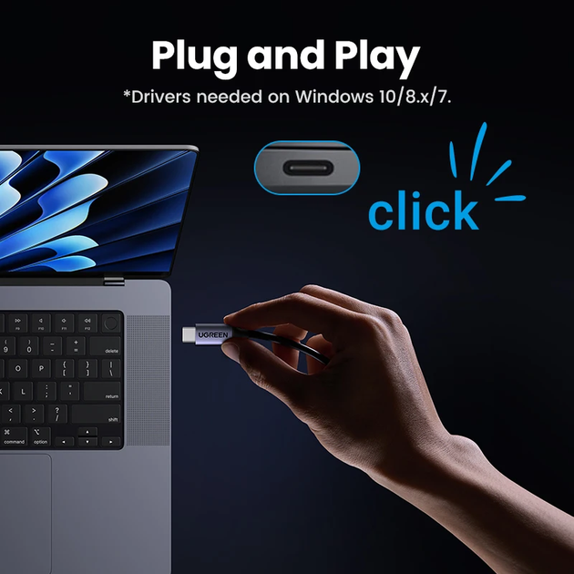 Ethernet Adapter 2.5G UGREEN CM648 перехідник USB Type-C to RJ45 2500Mbps Мережева карта для MacBook Pro, iPad Pro, iPhone 15, 16 Galaxy S23, XPS 13 15 Grey (25052) - зображення 5