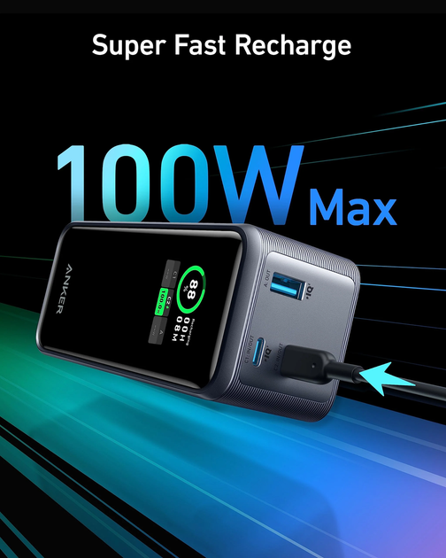 Внешний аккумулятор Anker Prime 20000mAh PowerBank 200W, Black