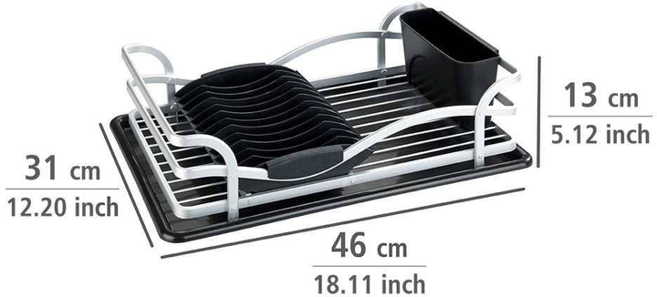 Сушарка для посуду Wenko 46.5 x 31.5 x 13 см Чорна (4008838288214) - зображення 6