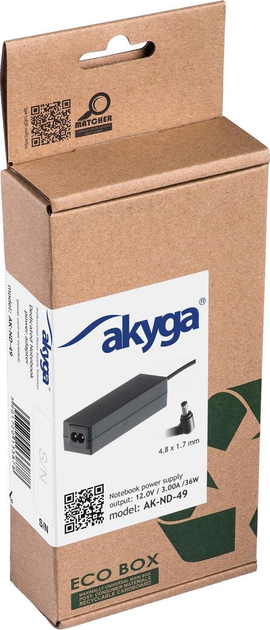 Блок живлення Akyga для ноутбука Asus 12V 3A 36W (4.8x1.7) (AK-ND-49) - зображення 3