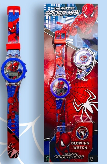 Детские наручные электронные часы с подсветкой 2 в 1 Spider Man Light Watch Спайдермен (Человек паук) - красный (AN)20977 - изображение 3