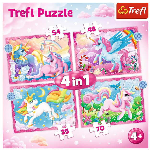 Puzzle Trefl Jednorożce i magia 4 w 1 71 element (5900511343892) - obraz 6