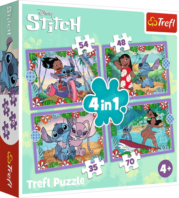 Puzzle Trefl Disney Lilo & Stitch Szalony dzień 4 w 1 207 elementów (5900511346336) - obraz 1