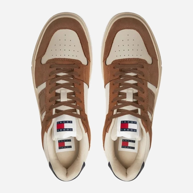 Sneakersy męskie skórzane Tommy Hilfiger EM0EM01457-GWE 45 Brązowe (8720637382677) - obraz 5