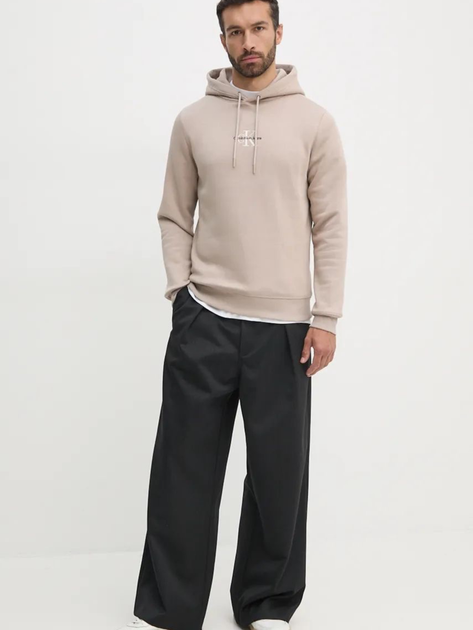 Худі чоловіче Calvin Klein J30J325629-PCF S Бежеве (8720639462216) - зображення 3