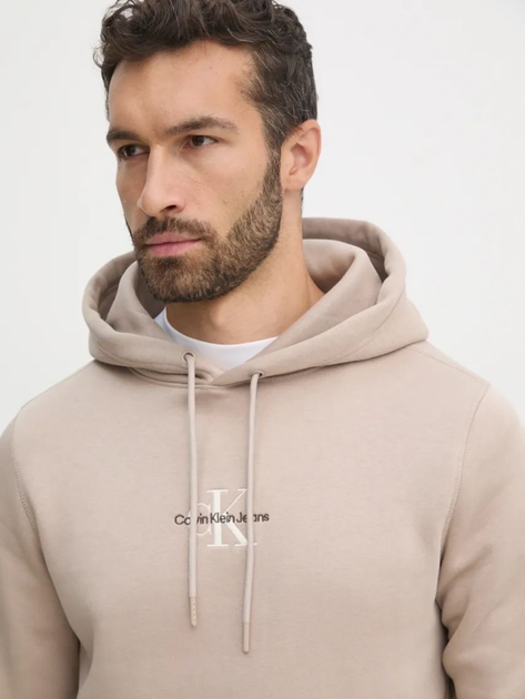Худі чоловіче Calvin Klein J30J325629-PCF S Бежеве (8720639462216) - зображення 4