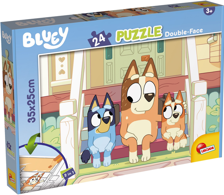 Puzzle Lisciani Bluey Double face 2  w 1 24  elementy (8008324099559) - obraz 1