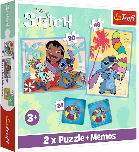 Пазл Trefl Lilo & Stitch Мемо Щасливий день Ліло і Стіч 2 в 1 102 елементи (5900511935851) - зображення 1