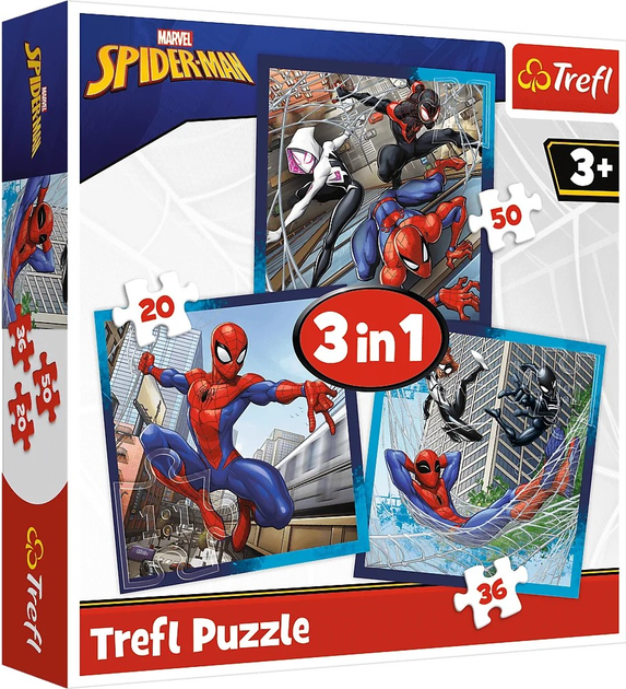 Puzzle Trefl Marvel Spider-Man Pajęczy przyjaciele 3 w 1 106 elementów (5900511348743) - obraz 1