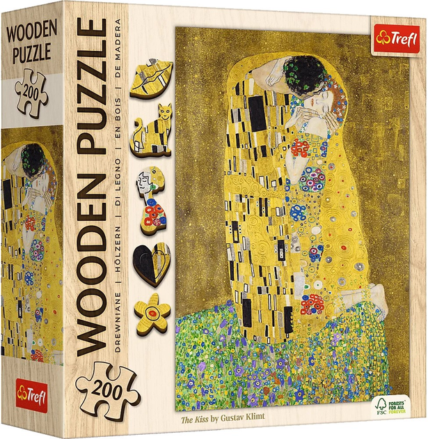 Puzzle drewniane Trefl Pocałunek Gustav Klimt 200 elementów (5900511202472) - obraz 1