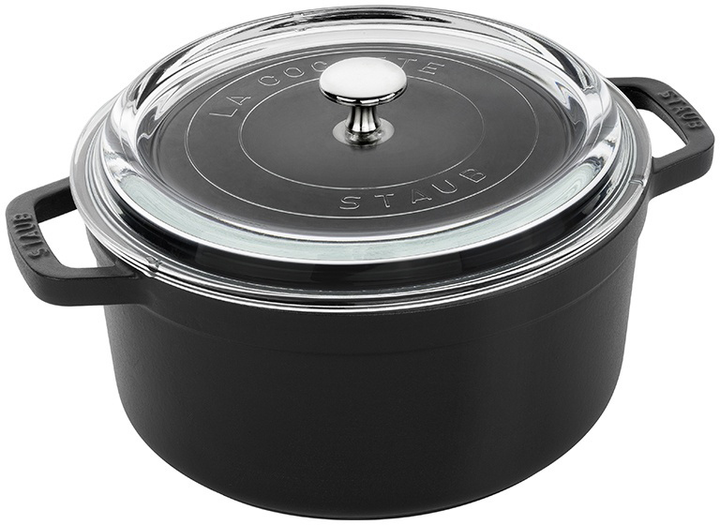 Каструля Staub La Cocotte зі скляною кришкою Чорна 3.8 л (3272340053900) - зображення 1