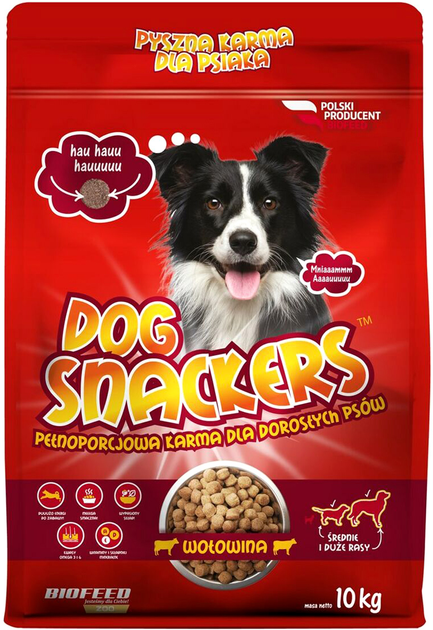 Sucha karma dla psów Biofeed Dog Snackers Adult medium & large Beef Veal 10 kg (5906744516010) - obraz 1