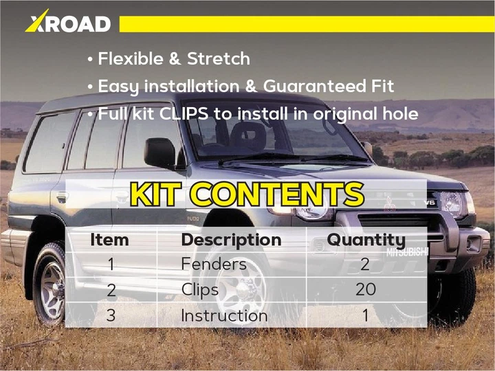 Комплект увеличенных пыльников XRoad брызговиков двигателя Mitsubishi Pajero G2 (1997-2003) MR120014, MB675681 - изображение 4