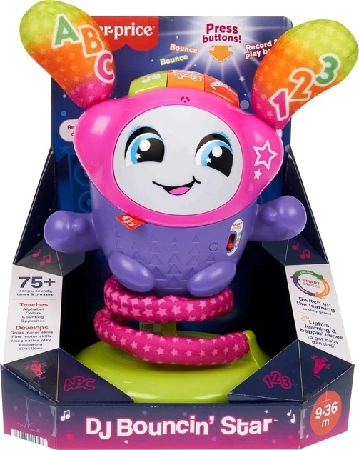 Інтерактивна музично-навчальна іграшка Діджей в танці Fisher Price Baby and Toddler Learning Toy DJ Bouncin' star англ. - зображення 3
