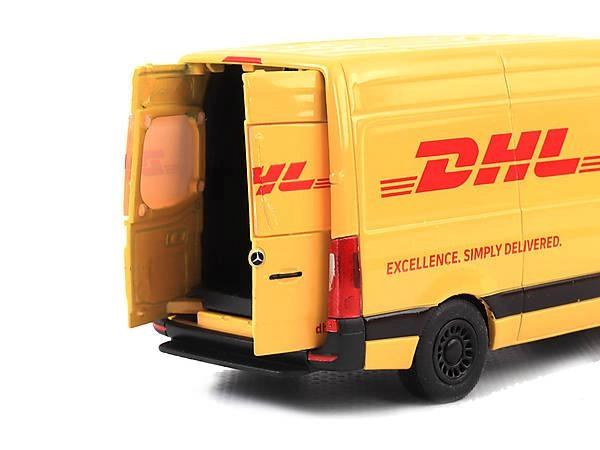 Дитяча металева машинка мікроавтобус Mercedes Benz Sprinter DHL іграшкова колекційна масштабна залізна авто модель іграшка для дітей Мерседес Бенц Спрінтер з відкривними дверима та багажником 12.5 см - Фото 3 Дитяча металева машинка мікроавтобус Mercedes Benz Sprinter DHL іграшкова колекційна масштабна залізна авто модель іграшка для дітей Мерседес Бенц Спрінтер з відкривними дверима та багажником 12.5 см - зображення 3