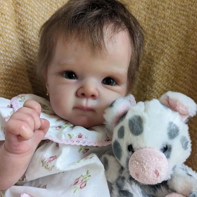 Реборн Лялька Дівчинка Reborn Baby м'яконабивна 45 см з прошитим волоссям - зображення 2