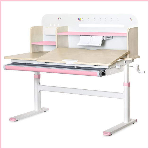 Дитячий стіл Evo-kids TH-360 Pink (арт.TH-360 TG/PN) з полицею - изображение 5