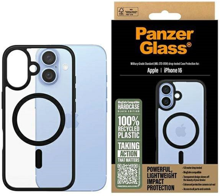 Чохол PanzerGlass HardCase з MagSafe для Apple iPhone 16 Transparent/Black (5715685003226) - зображення 4