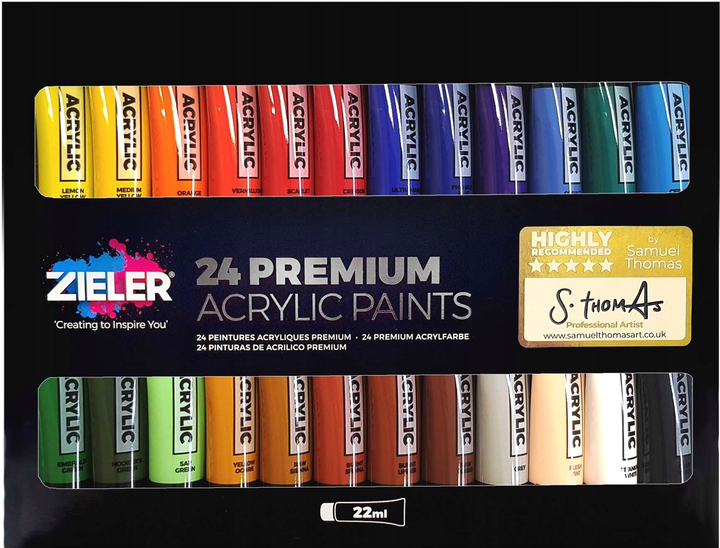 Farby do malowania Zieler Premium Acrylic Paint 24 szt (0604565115737) - obraz 1