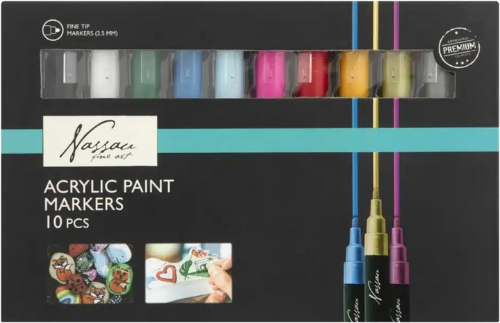 Farby do malowania Nassau Acrylic Marker set 10 szt (8715427119359) - obraz 1