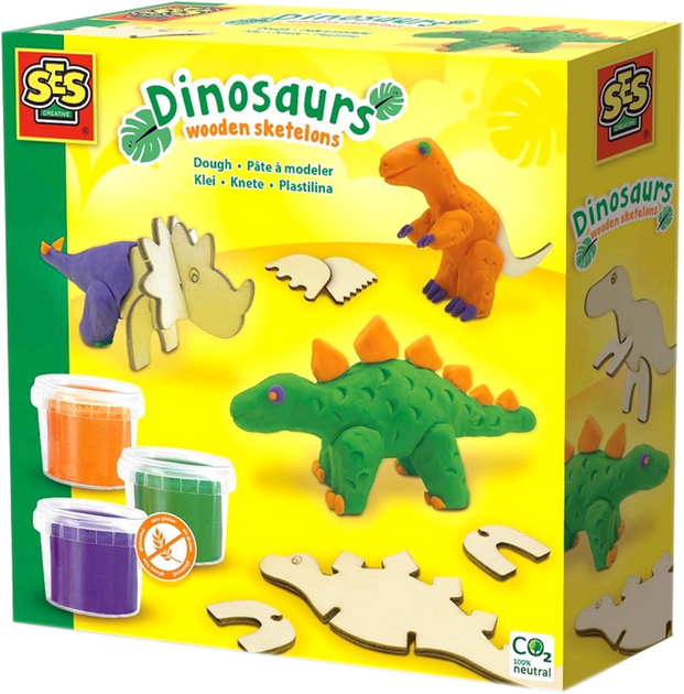 Zestaw do rzeźbienia Ses Creative Dough Dinosaurs wooden skeletons (8710341004187) - obraz 1