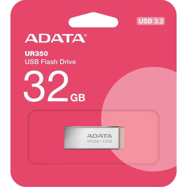 Флеш память флешка A-DATA UR 350 32Gb USB 3.2 Silver-Beige (UR350-32G-RSR/BG) - изображение 4