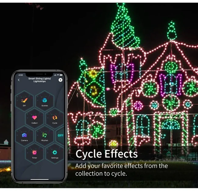 Светодиодная уличная LED гирлянда 20м Smart Bluetooth APP USB RGB Color 20M / 200LEDs - изображение 8