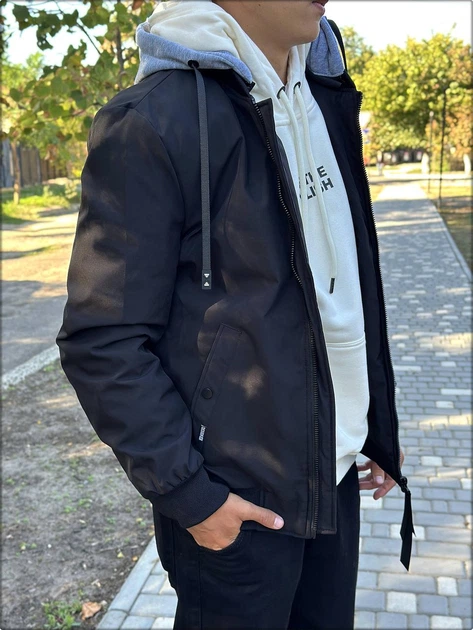 Чорна чоловіча куртка з капюшоном RED Bomber Street Tag Black 54 Чорний - изображение 4