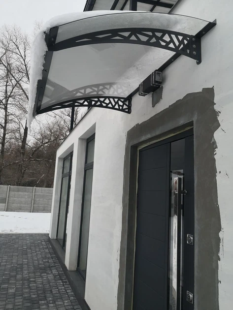 Готовый козырек 1.5х1м Хайтек с монолитным поликарбонатом 3мм прозрачный - изображение 2
