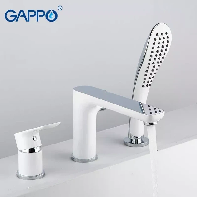 Змішувач для ванни на борт GAPPO G1148, білий/хром - изображение 2
