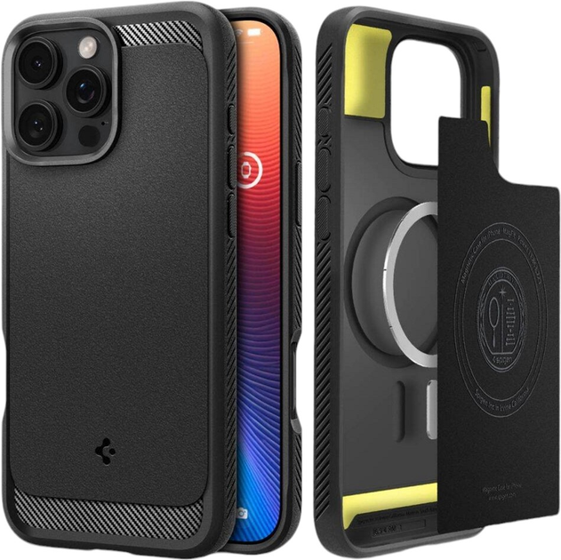 Etui Spigen Rugged Armor MagFit dla Apple iPhone 16 Pro Matte Black (8809971230278) - obraz 4