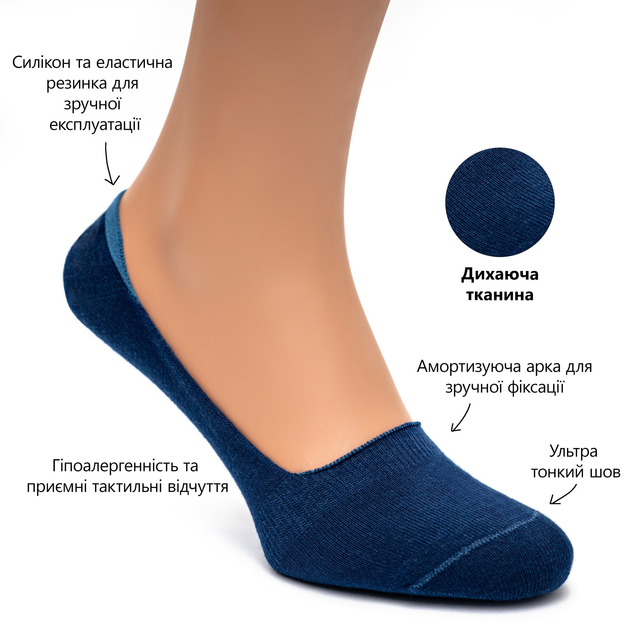 Бесшовные дышащие следы с силиконом бежевые ORGANIC cotton JILL ANTONY 38-40 арт. 31001 - изображение 9