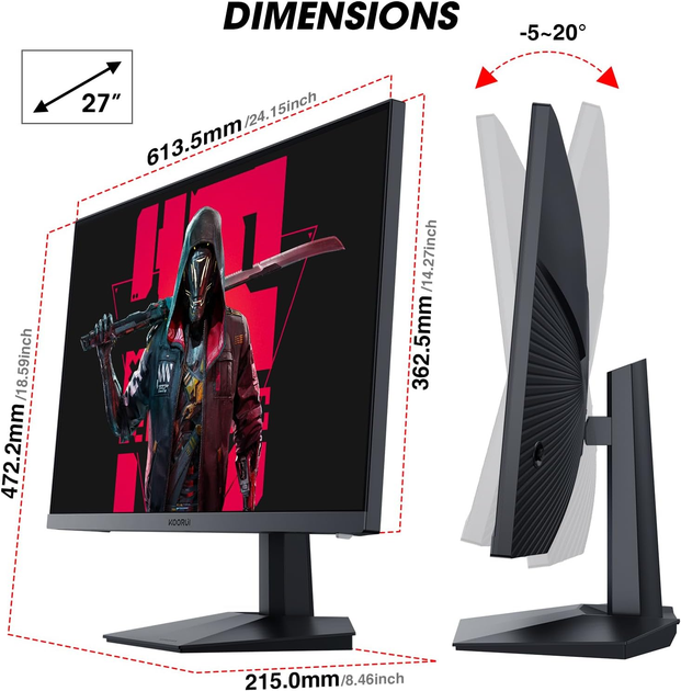 Монитор 27" KOORUI GN02 Full HD VA 240 Гц - изображение 6