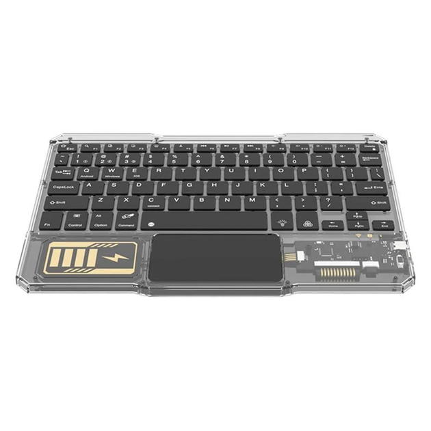 Беспроводная клавиатура для пк и планшетов iPad & Tab KB333 Bluetooth USB 2.4Гц RGB Черный Прозрачный - изображение 5