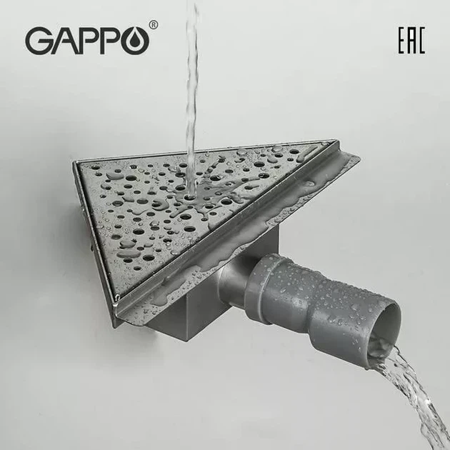 Трап для душа угловой GAPPO G82020-1 нержавеющая сталь 200x200 мм с решеткой (G82020-1) - изображение 2