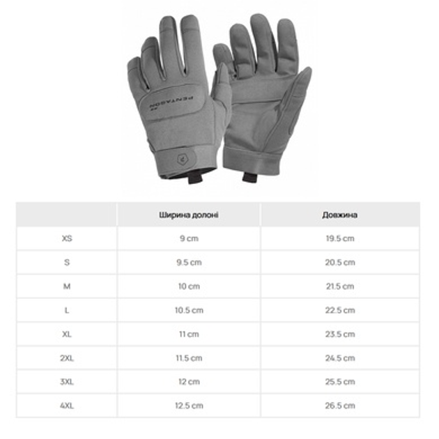 Перчатки тактические Pentagon Duty Mechanic Gloves Wolf Grey M - изображение 2